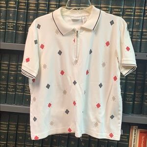 Lizgolf Womens Med White Polo Short Sleeve Golf